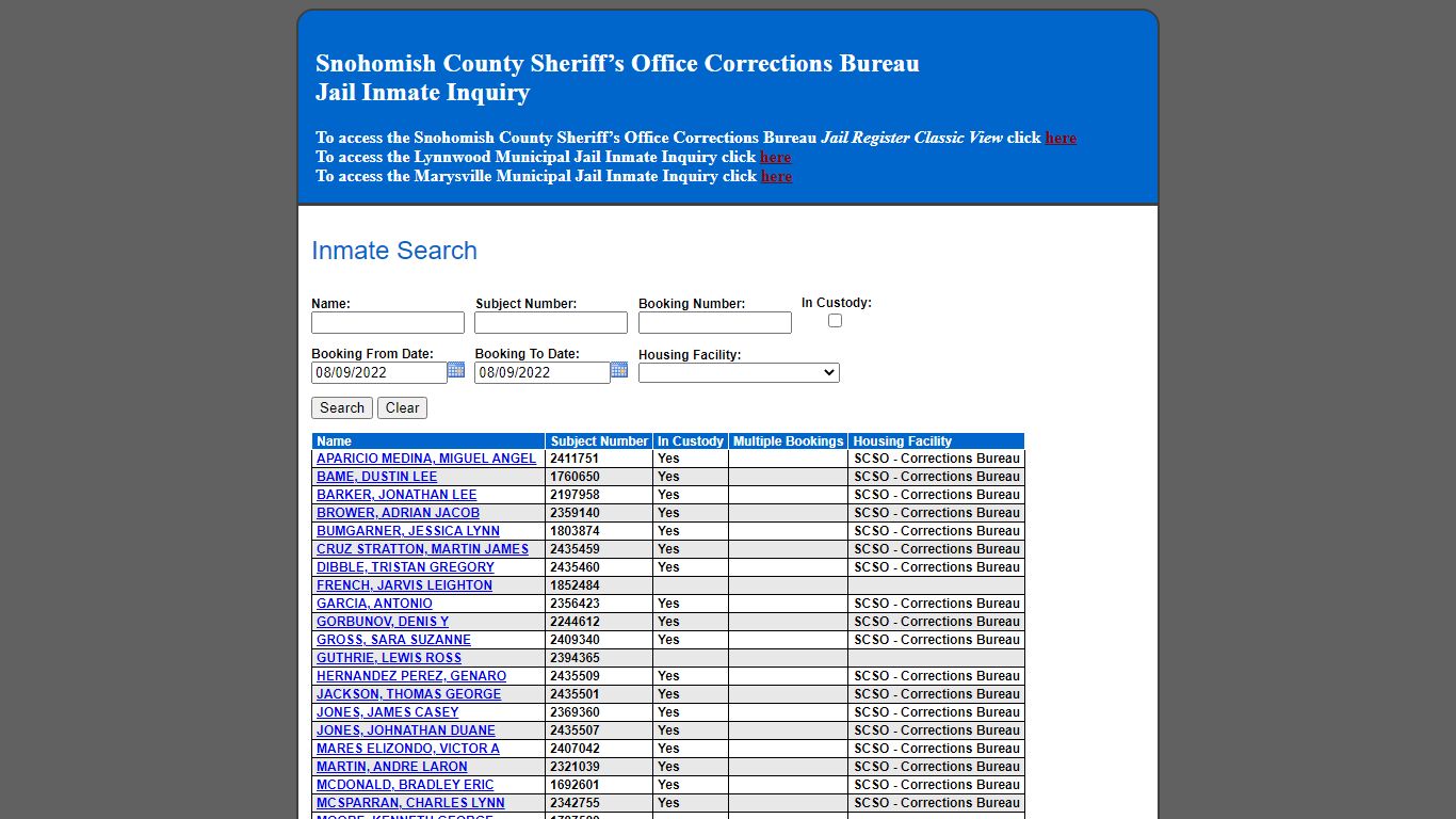 Inmate Search - Snohomish County, Washington Inmate Portal